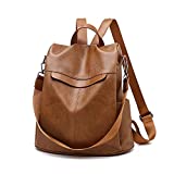 shepretty Mochila Cuero antirrobo Impermeable para Mujer,0298PU,marrón