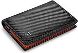 TEEHON Cartera Hombre, Cartera Vertical Cuero de Fibra de Carbono, con RIFD...