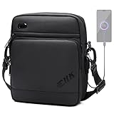 Bolso Bandolera Hombre con puerto USB, Bolso de Hombro de Cuerpo Cruzado para...