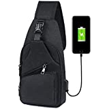 flintronic Sling Bag, Bolsa de Pecho con Puerto de Carga USB y Puerto para...