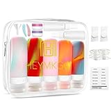 HEYMKGO Botellas de Viaje Silicona - 90 ml Kit de Botes Viaje Rellenables para...