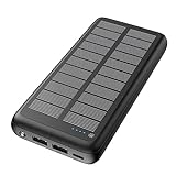 Hiluckey Cargador Solar Portátil con 27000mAh, Batería Externa Solar 15W Carga...