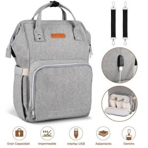 Mochila porta pañales y porta biberones con usb