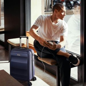 ✈ Maleta Cabina REYLEO Rígida ▷ con 【Puerto de Carga USB⚡】 10