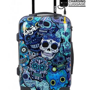 Maleta de Cabina BLUE SKULLS (Preparada para Cargar Móviles) TOKYOTO LUGGAGE (MALETA + CARGADOR) 1