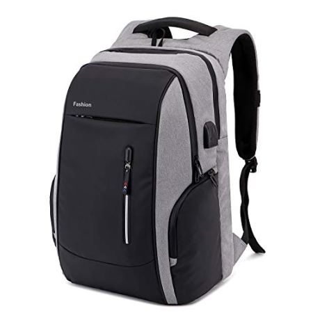 Mochila Antirrobo con usb color negro y gris