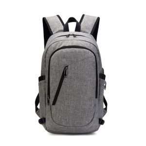 Mochila con USB de color Gris. BYM tusbolsosymochilas.com