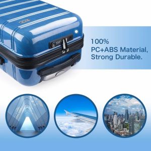 Maleta Cabina Rígida con Puerto USB y Candado TSA - REYLEO 3 color azul para viaje