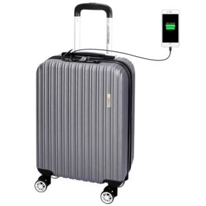 Maleta de Cabina con USB y Candado TSA - DONPEREGRINO. Color Gris