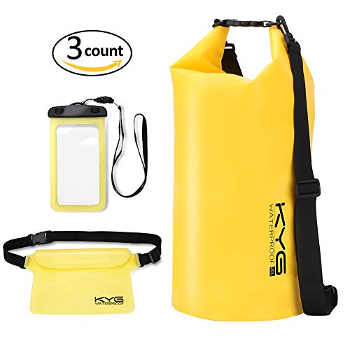 Premium bolsa estanca 20L impermeable seca PVC- Set de bolsa waterproof con funda táctil de móvil y bolsa cintura para...