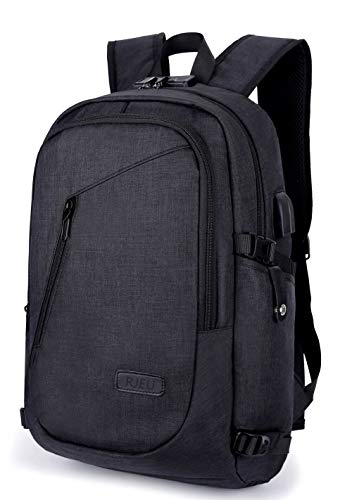 RJEU Mochila Antirrobo Portatil, Mochilas Escolares Juveniles Estudiante para Portatil 15.6 Pulgadas con USB Puerto y...