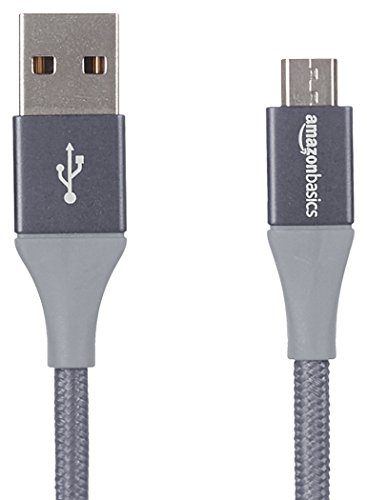 AmazonBasics - Cable USB 2.0 A a micro USB B con trenzado doble | 1,8 m, Gris oscuro