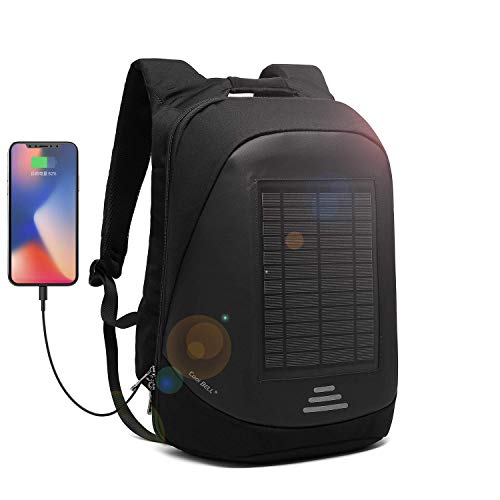 DTBG Mochila con Cargador Solar Mochila para portátil de 15.6 Pulgadas Multifunción Bolsa de Negocios antirrobo Mochila con USB Puerto de Carga para Viajes/Escolares/Exteriores (Negro)