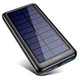 QTshine Cargador Solar con Entradas Tipo C & Mirco USB, Batería Externa Solar...