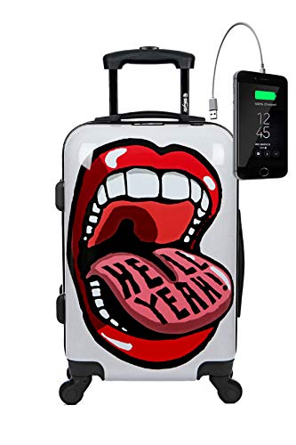 Maleta de cabina Equipaje de mano 55x35x20 Maleta juvenil trolley de viaje Ryanair Easyjet Maleta de viaje Rígida BIG MOUTH (Preparada para Cargar Móviles) TOKYOTO LUGGAGE (MALETA + CARGADOR)