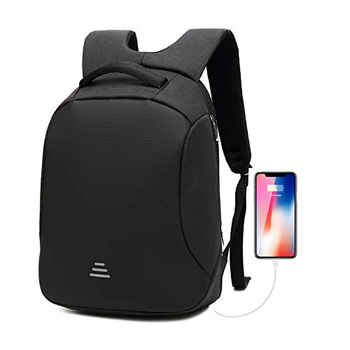 Antirrobo Seguridad Mochila portatil 15.6 Pulgadas Impermeable con Carga USB Bolso de Viaje para para Negocios Estudiantes Hombre Mujer,Negro
