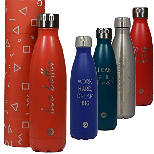 Sternitz Botella de Agua Hydra Acero Inoxidable con Aislamiento al vacio. Mantiene Tus Bebidas frías por 24 Horas y Calientes por 12 Horas. Water Bottle (Turquesa)