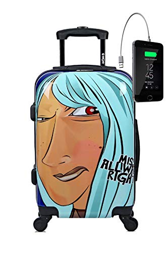 Maleta de cabina Equipaje de Mano 55x35x20 Maleta juvenil trolley de viaje Ryanair Maleta de viaje Rígida MISS ALWAYS RIGHT (Preparada para Carga Móviles) TOKYOTO LUGGAGE (SOLO MALETA)