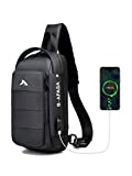 WeeDee Mochila bandolera antirrobo, impermeable, con puerto de carga USB,...