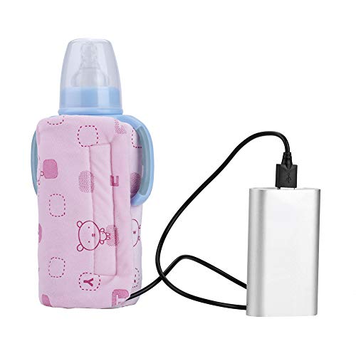 Calentador Calentador de La Botella de Leche Usb Mantenga La Leche de Bebé o Agua Taza de Té de Café Multifunción Cálida Bolsa de Calentamiento de La Bebida(Pink)