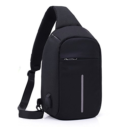 Mochila de Hombro Bolsas de Hombro Impermeable Crossbody Bolsa Sling Pecho Bolsas, Bolso Bandolera con puerto de carga USB Para Deportes Al Aire Libre Gimnasio Ciclismo Senderismo
