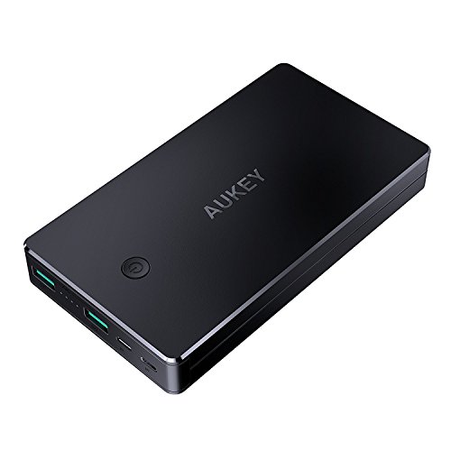 AUKEY Bateria Externa 20000mAh Power Bank con Entrada Lightning y Micro USB, 2 Salidas USB 3,4A para iPhone X/ 8/7/ 6s, Samsung S8+/ S8, Tablets y más