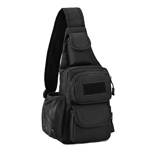 Mochila de Hombro Táctical Molle Cruzadas Mochila de Pecho Estilo Militar Bolso de Hombre con USB Bolso Impermeable Senderismo Ciclismo