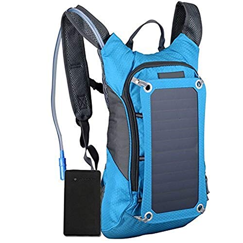 Mochila Mochila de Carga Solar for Montar al Aire Libre Mochila de Senderismo con Carga de Panel Solar para Escolar Trabajo Viajes (Color : Azul)