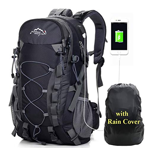 A AM SeaBlue 40L Mochila de Senderismo Ligero Impermeable Mochilas de Marcha Mochila para Viajes Alpinismo Acampar Trekking Rucksack Hiking Backpack Mochila con USB,Rain Cover para Mochila