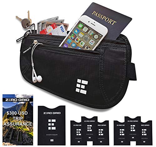 Cinturón de Viaje para Dinero con Bloqueo RFID - Cartera para Documentos y Portapasaporte...