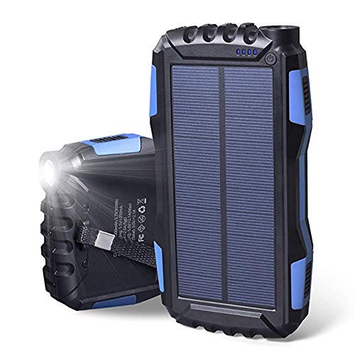 Soluser Cargador Solar Portátil con 25000mAh, Batería Externa Solar Batería de Emergencia Cargador Solar con 2 Puertos USB y Fuerte Antorcha LED para Smartphones Samsung iPhone y Tablet