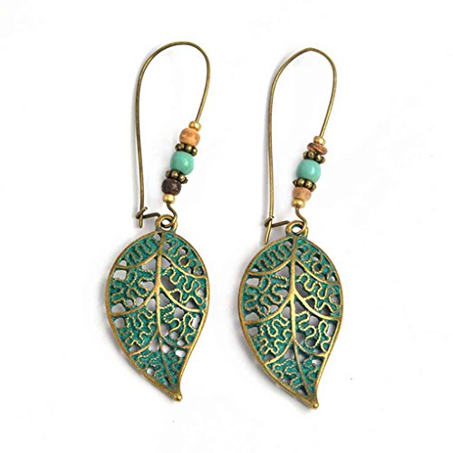 Bobury Pendiente de la Hoja 1 Par Mujeres étnicas de Bohemia Muchacha de los Pendientes de Piedra de la Vendimia cuelga los Pendientes de Gota de señora Jewelry
