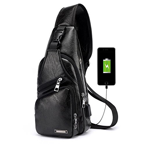 Bolso de Pecho PAWACA. Con agujeros para Auriculares y Puerto USB para que puedas disfrutar de la música y cargar tu teléfono
