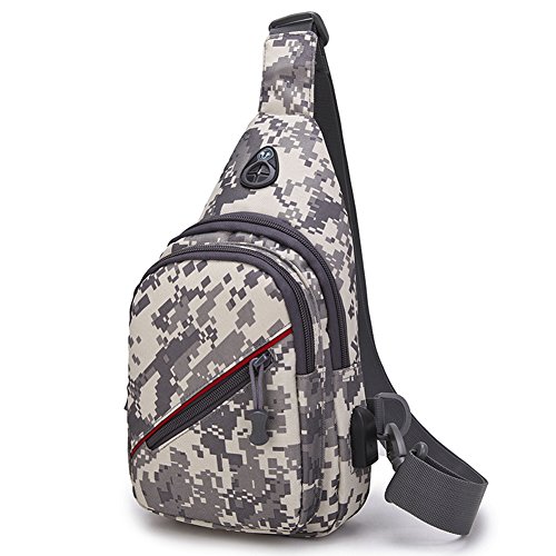 Selighting Mochila Hombre de Bandolera Militar Bolso Messenger con USB Recargable Puerta Mochila de Pecho Casual Bolso Bandolera Mochila Cruzada para el Uso Diario (ACU Digital)
