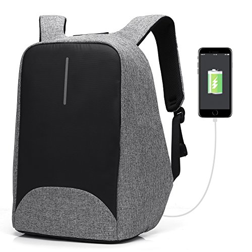CoolBELL Mochila antirrobo de 15.6 Pulgada/Mochila Escolares Juveniles y Casual de Impermeable con Puerto USB de Carga y diseño Ligera para Senderismo,Trabajo,Ocio y Diario Gris