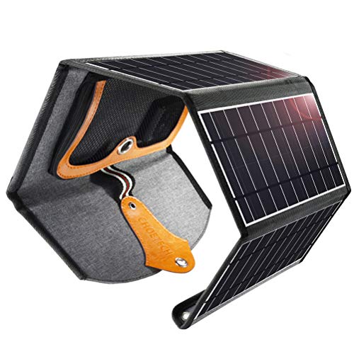 CHOETECH Cargador Solar, 22W Panel Solar Cargador Portátil Impermeable Placa Solar Power Bank Compatible con Teléfonos Samsung, iPhone, Huawei, iPad, Cámara, Tableta, Altavoz Bluetooth etc.