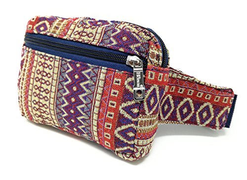 Riñonera Hippie étnica Chica/Chico NOVEDAD Cuadradas Moda Objetos Personales Smart Phone (Marrón Apache)